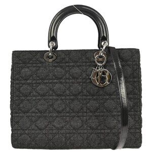 Christian Dior Black Denim Lady Dior Cannage Handbag MA-0040 135472